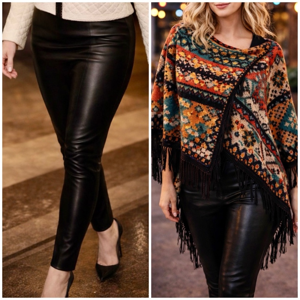 SPANX Faux Leather Leggings Medium Black Pull-On Shaping Skinny Pants NWOT